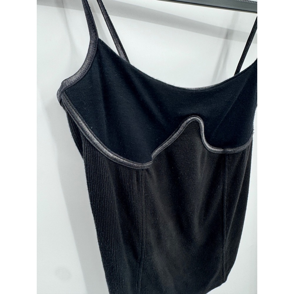 Joah Brown Cami Top Women S/M Black Ribbed Bustier Seam Detail